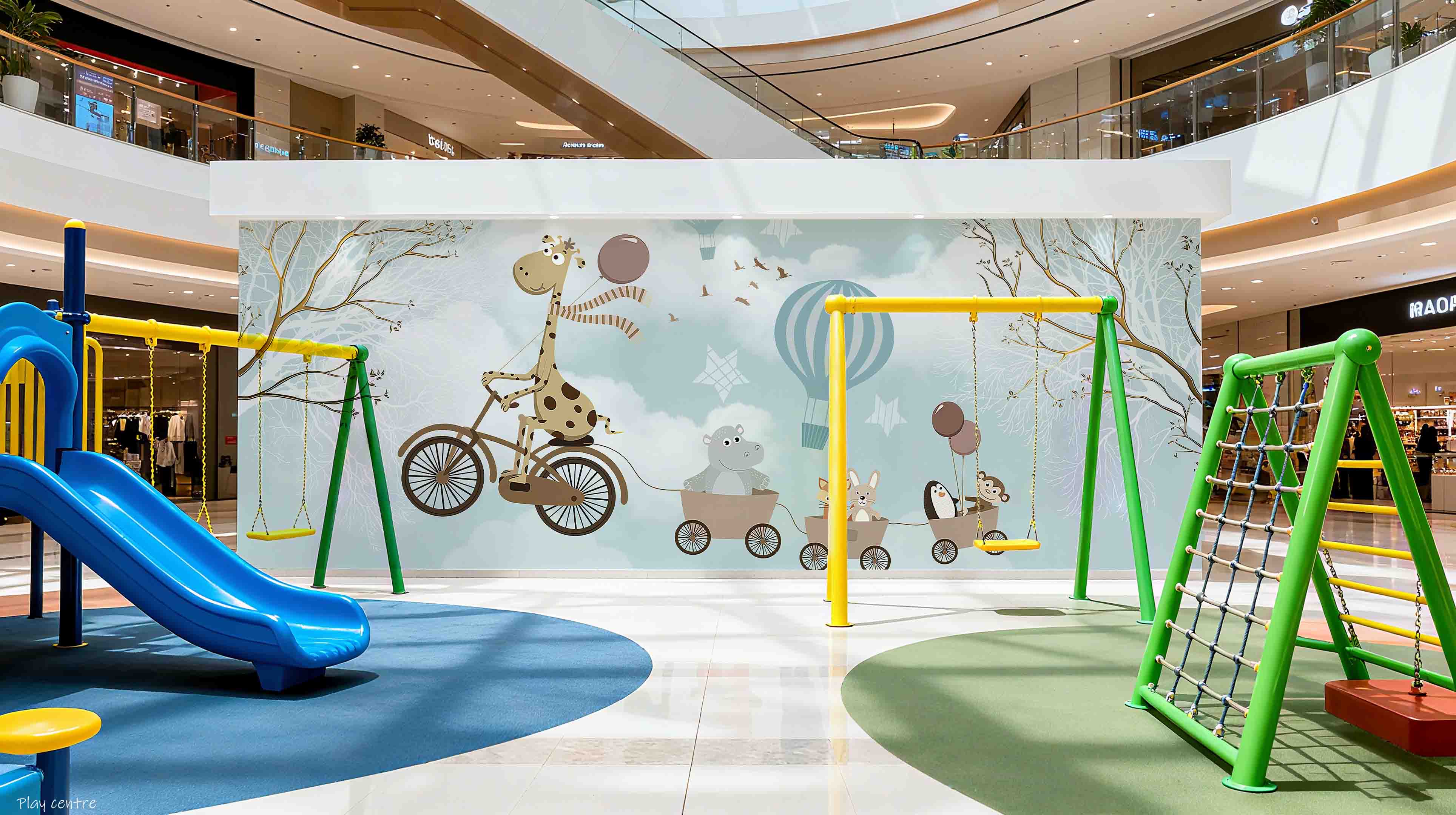 3D Play Centre Amusement Park Funfair Carnie Cartoon Animals Wall Mural Wallpaper 17