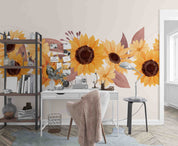 3D Beautiful Watercolor Sunflower Border Wall Mural Wallpaper GD 3397- Jess Art Decoration