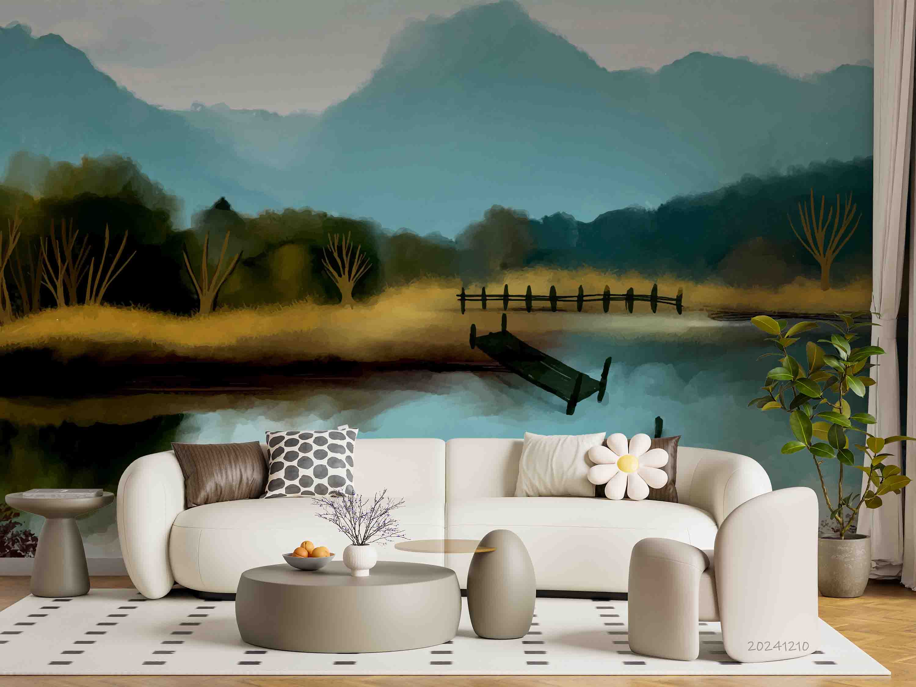 3D Mountains Forest Lake Nature Scenery Wallpaper Wall Mural Wall Decor Wall Art Wall Sticker Remoable Wallpaper LQH 41