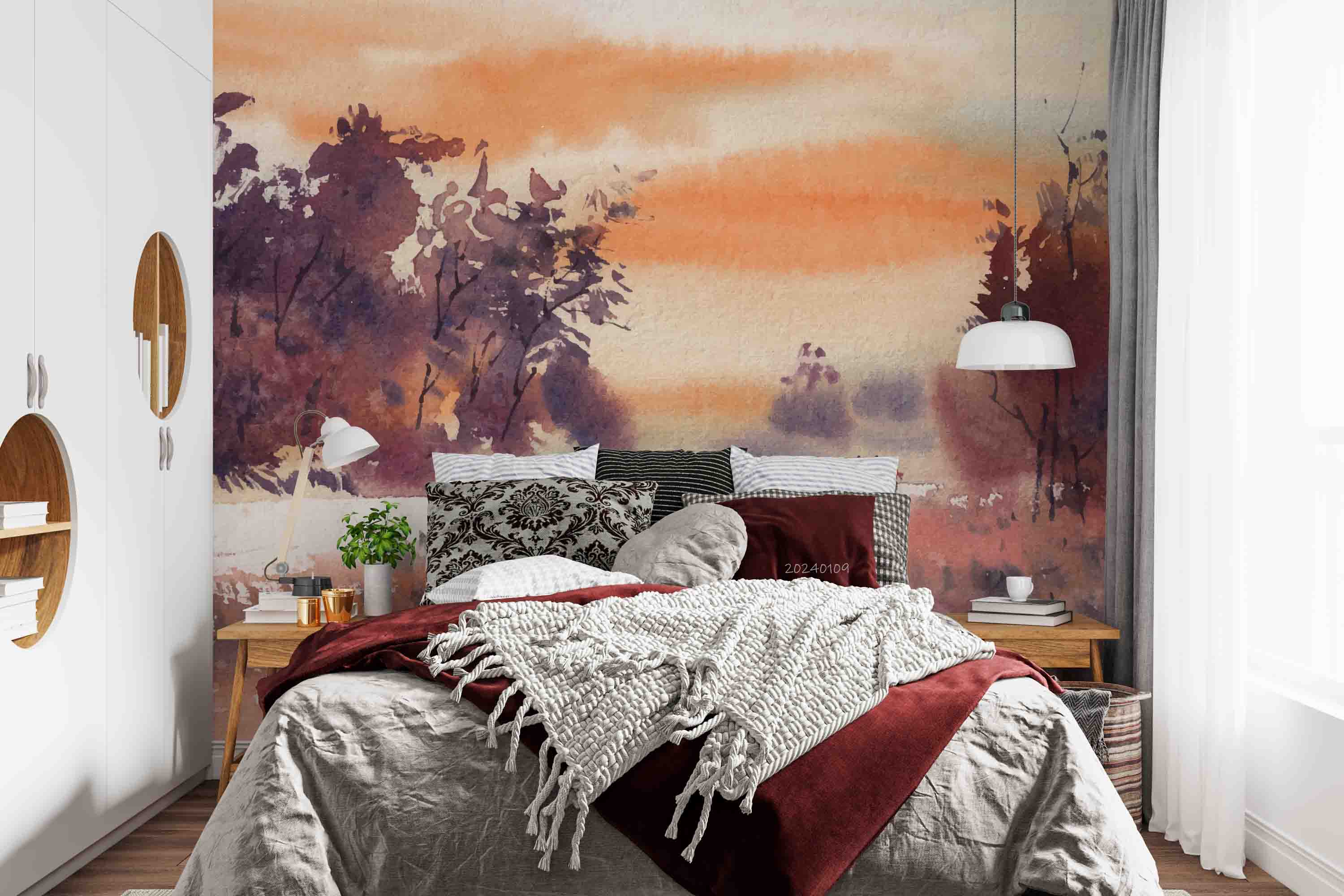 3D Oil Painting Tree Snow Person Cycle Grassland Wall Mural Wallpaper YXL 143