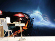 3D Sci-fi Black Sports Car Pattern Wallpaper Wall Mural Wall Decor Wall Art Wall Sticker Remoable Wallpaper
