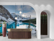3D Hotel Inn Motel Hostel Resort Manor Scenery Snow Mountain Lake Wall Mural Wallpaper 9