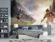 3D Tree Skiing Person Snow White Wall Mural Wallpaper YXL 90