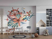 3D Animal Conch Sea Horse Duck Rudder Wave Point Wall Mural Wallpaper YXL 23