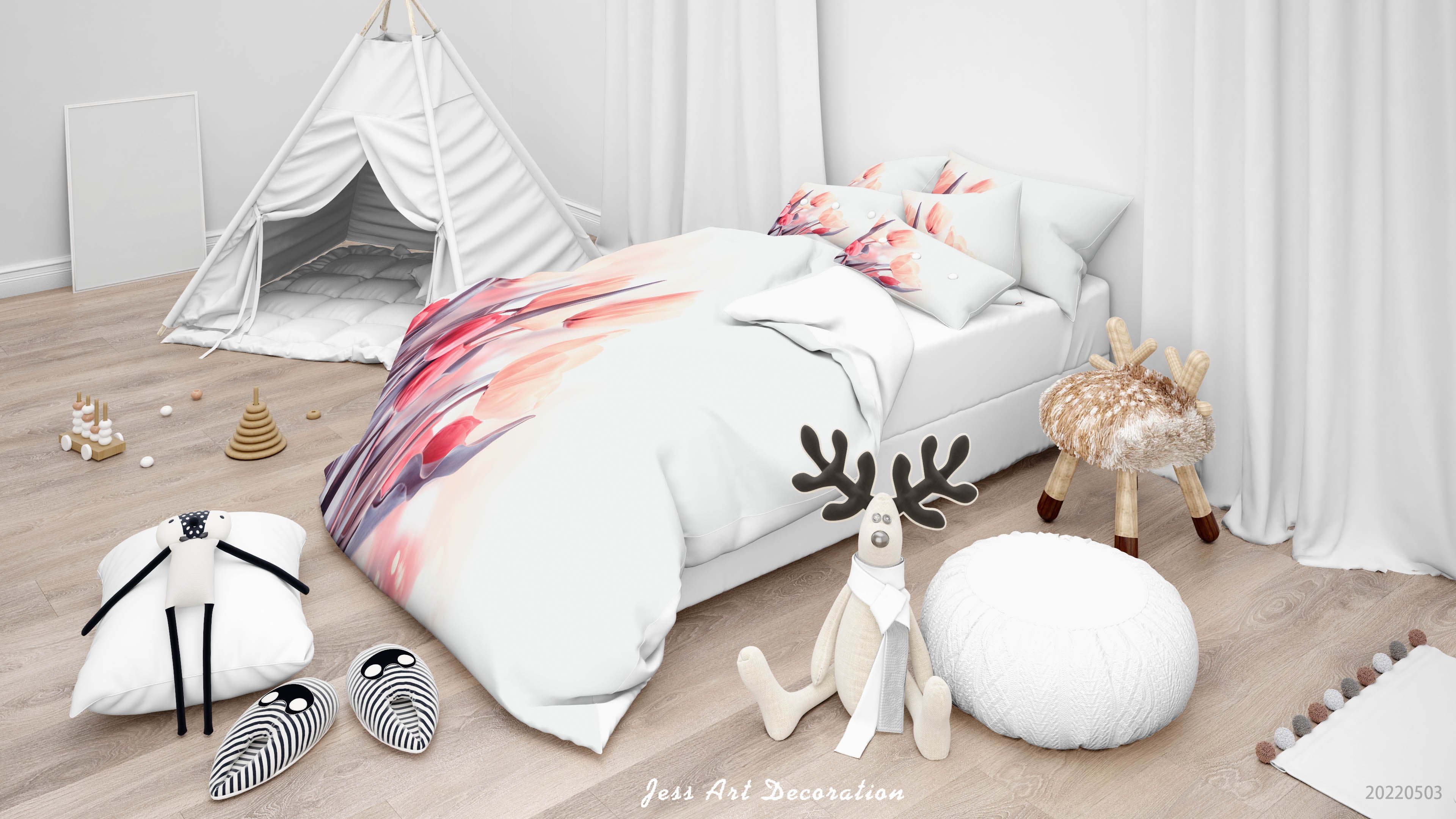 3D Floral Tulip Leaf Quilt Cover Set Bedding Set Duvet Cover Pillowcase 551