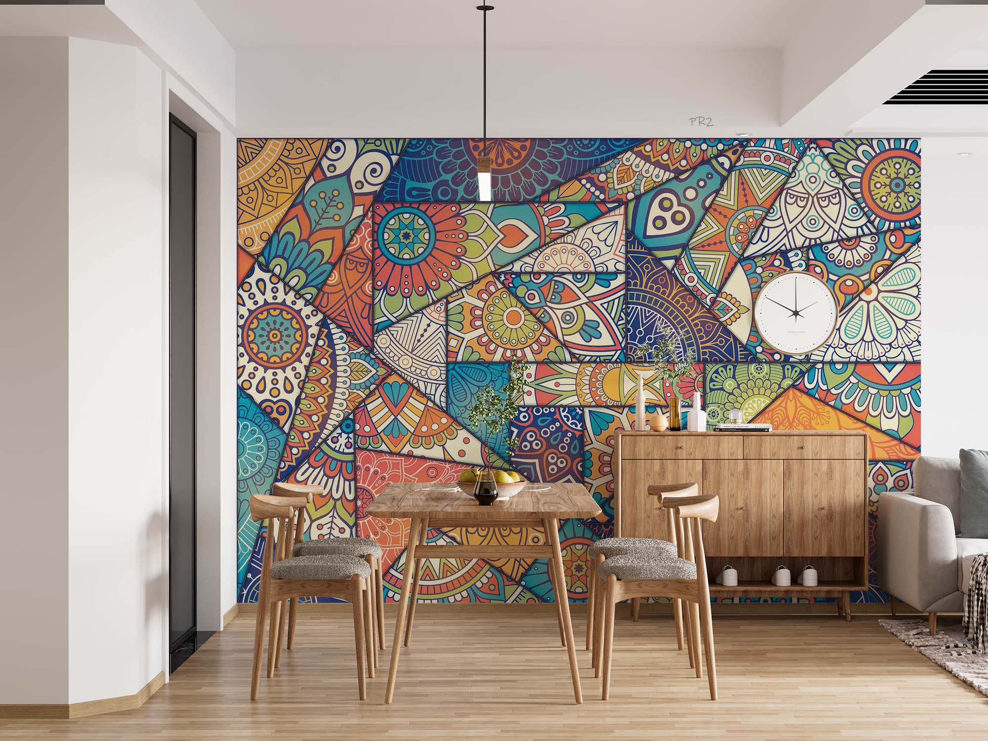 3D Retro Mosaic Style Abstract Colorful Graffiti Pattern Wall Mural Wallpaper GD 3811- Jess Art Decoration