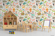 3D Childcare Nursery School Cartoon Kids Animals Letters Wall Mural Wallpaper JN 59