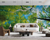 3D Summer Green Tree Sky Wall Mural Wallpaper GD 4471- Jess Art Decoration