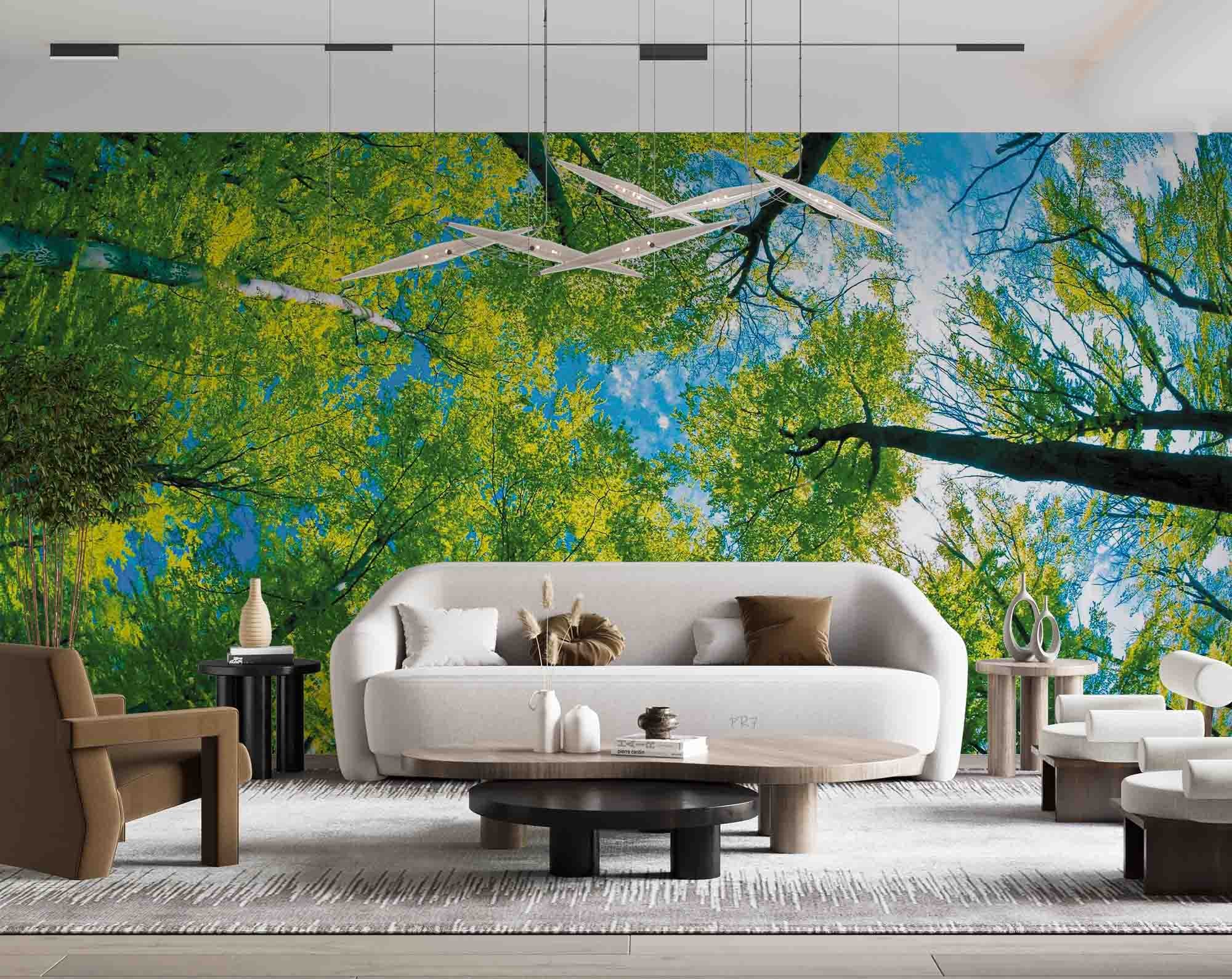 3D Summer Green Tree Sky Wall Mural Wallpaper GD 4471- Jess Art Decoration