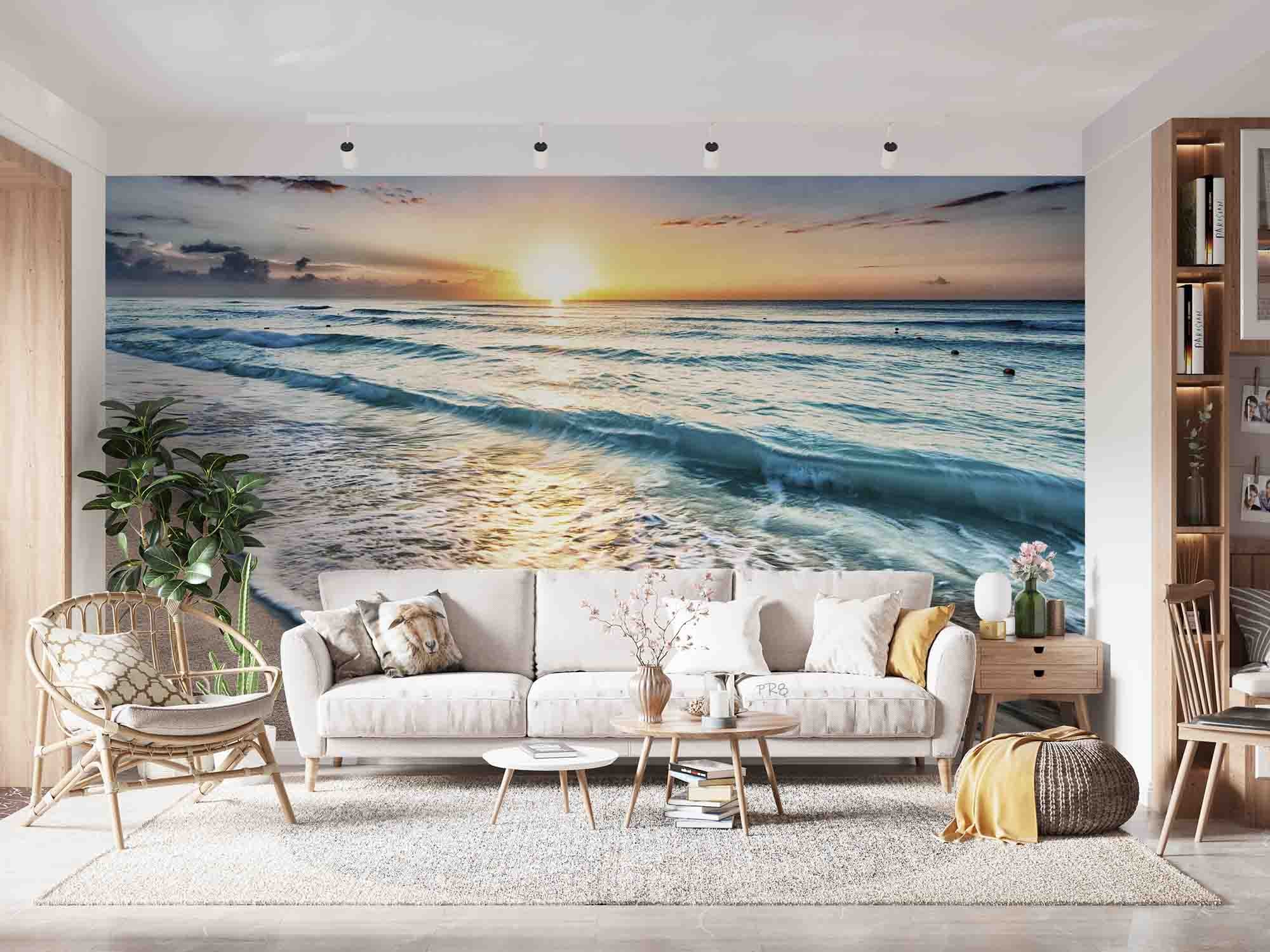 3D Beach Wave Sea Sunrise Landscape Wall Mural Wallpaper GD 4569- Jess Art Decoration