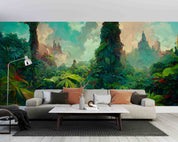 3D Tropical Green Forest Tree Scenery Wallpaper Wall Mural Wall Decor Wall Art Wall Sticker Remoable Wallpaper LQH