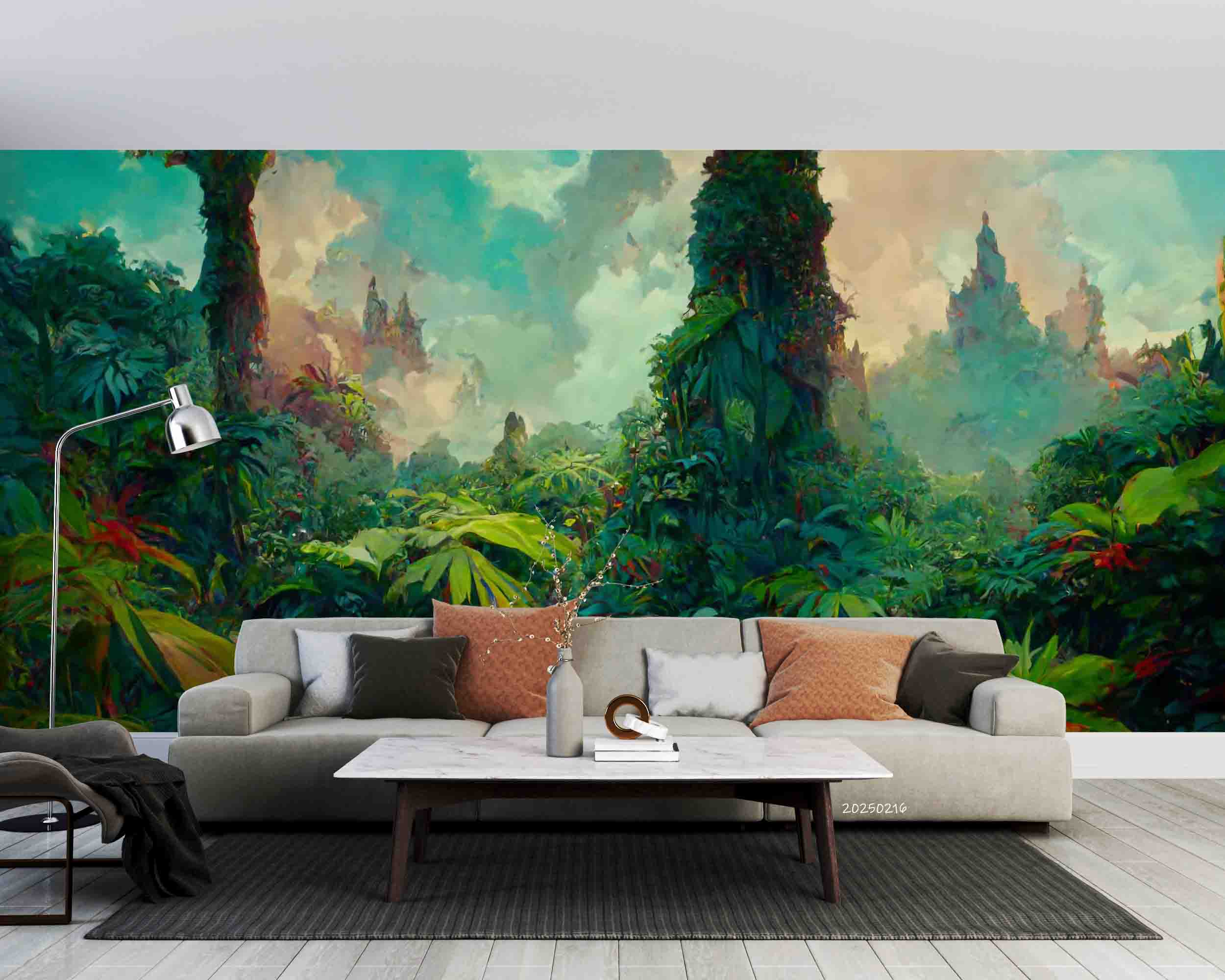 3D Tropical Green Forest Tree Scenery Wallpaper Wall Mural Wall Decor Wall Art Wall Sticker Remoable Wallpaper LQH