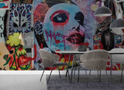 Abstract Art Graffiti Woman Face Wallpaper portrait street art wall mural for bedroom or creative studio - view 3