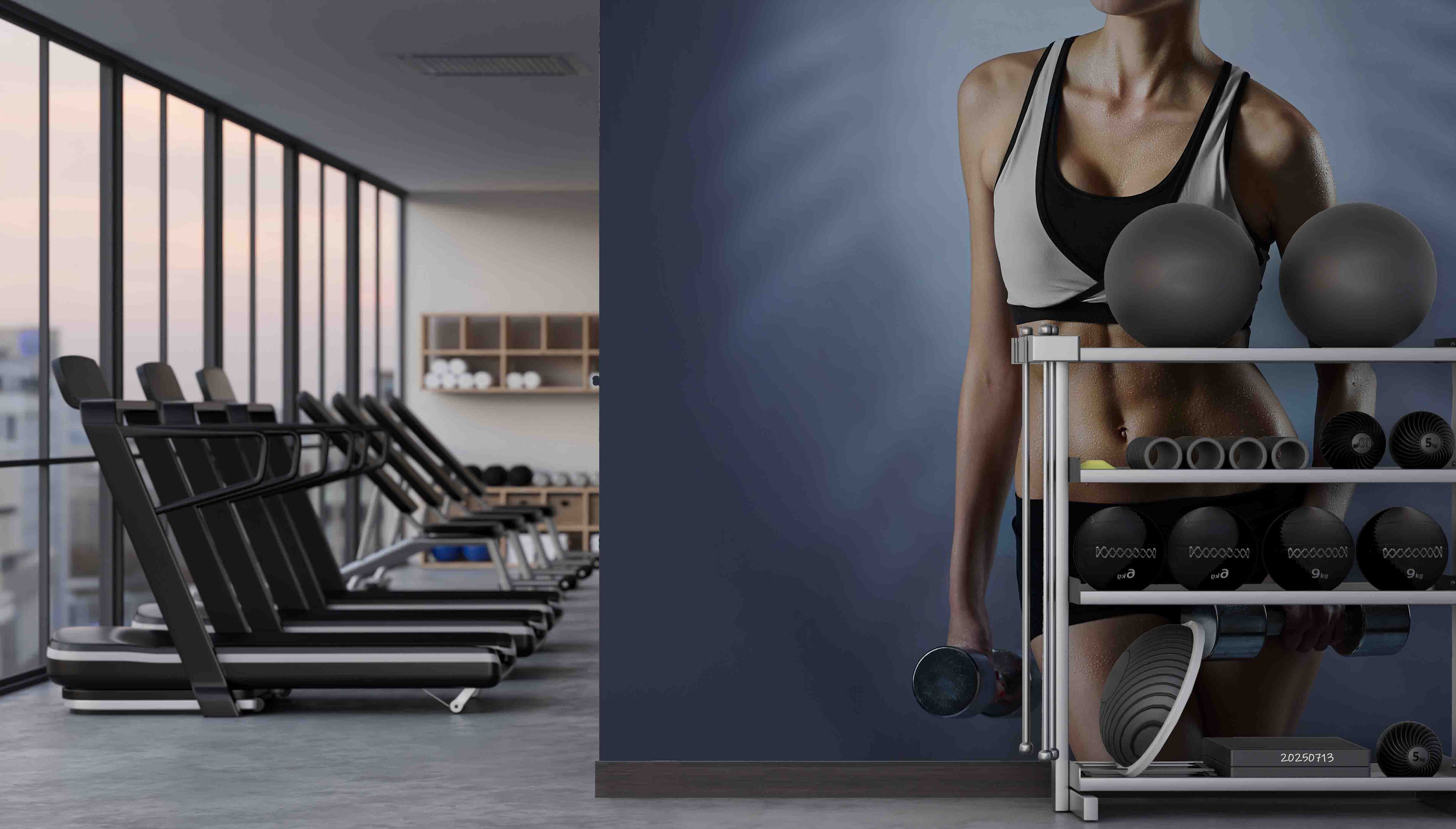 3D Gym Fitness Gymnasium Dumbbell Wall Mural Wallpaper 64