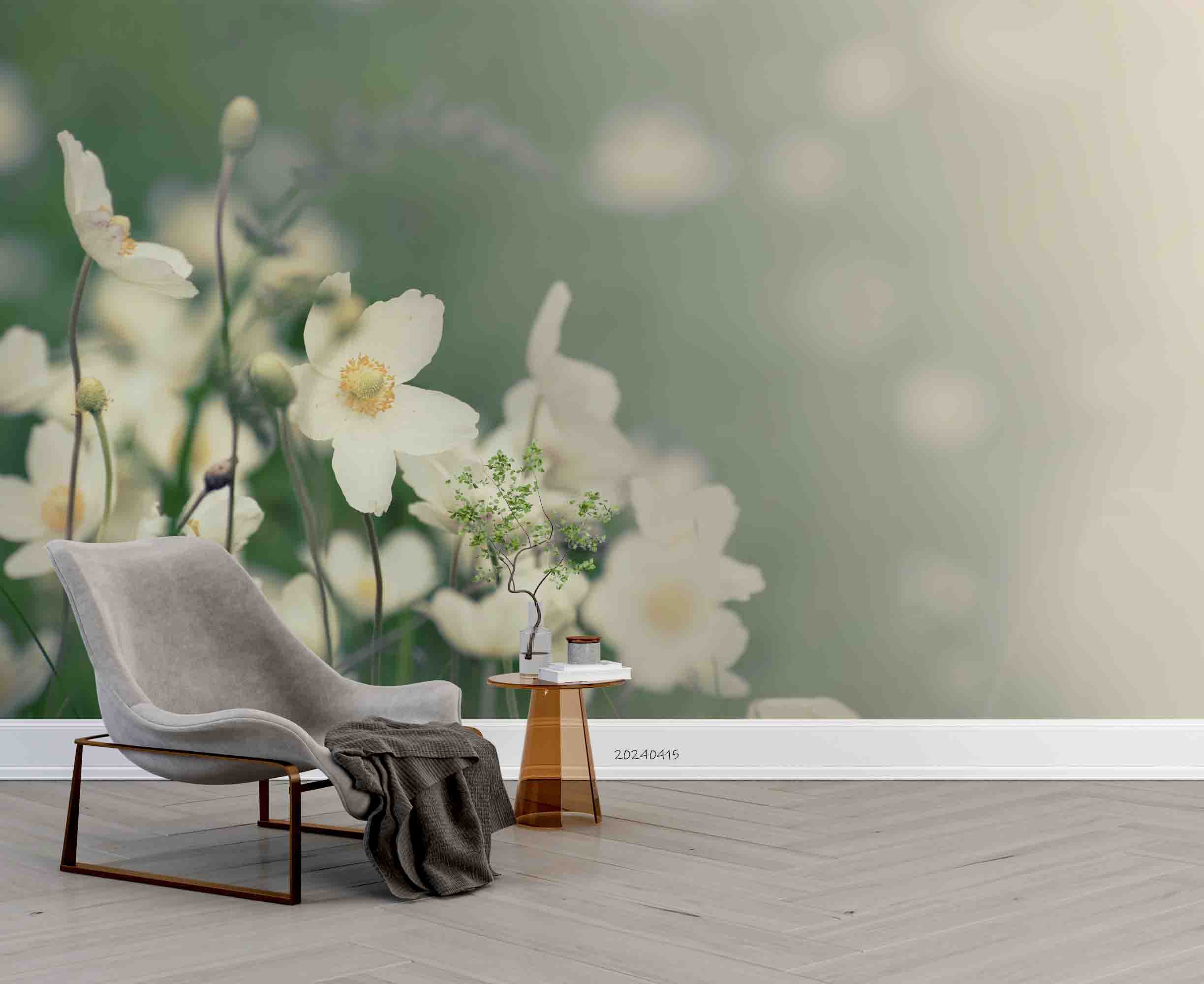 3D White Floral Wallpaper Wall Mural Wall Decor Wall Art Wall Sticker Remoable Wallpaper