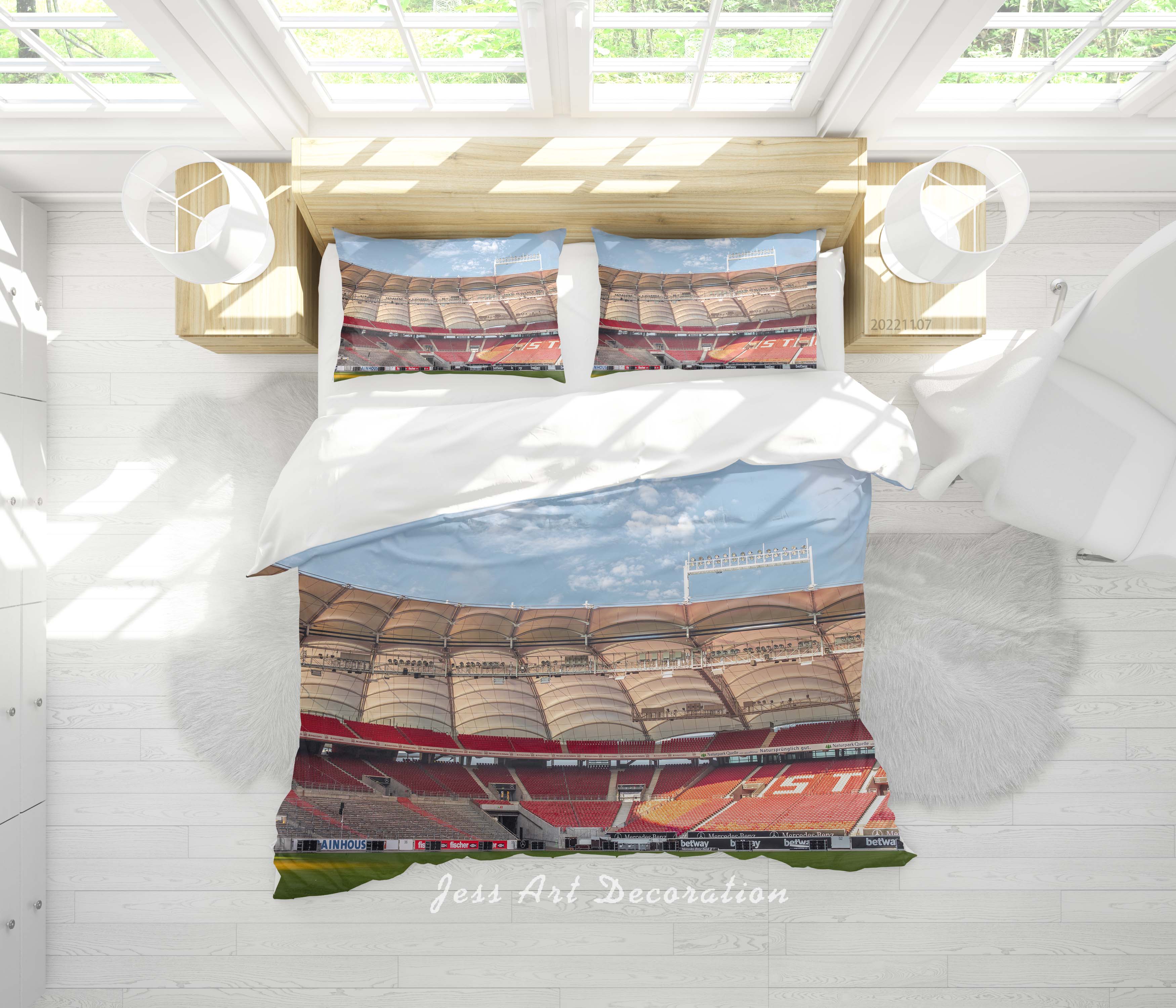 3D Stuttgart Football Field Spectator Seats Bluesky Cloud Quilt Cover Set Bedding Set Duvet Cover Pillowcase 759