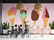 3D Ice Cream Pink Chocolate Spread Wall Mural Wallpaper YXL 2298