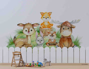 3D Childcare Nursery School Cartoon Kids Animals Wall Mural Wallpaper JN 41