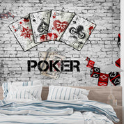 Graffiti Poker Brick Wall Background Wallpaper urban graffiti wall mural for teen room, studio or feature wall - view 4