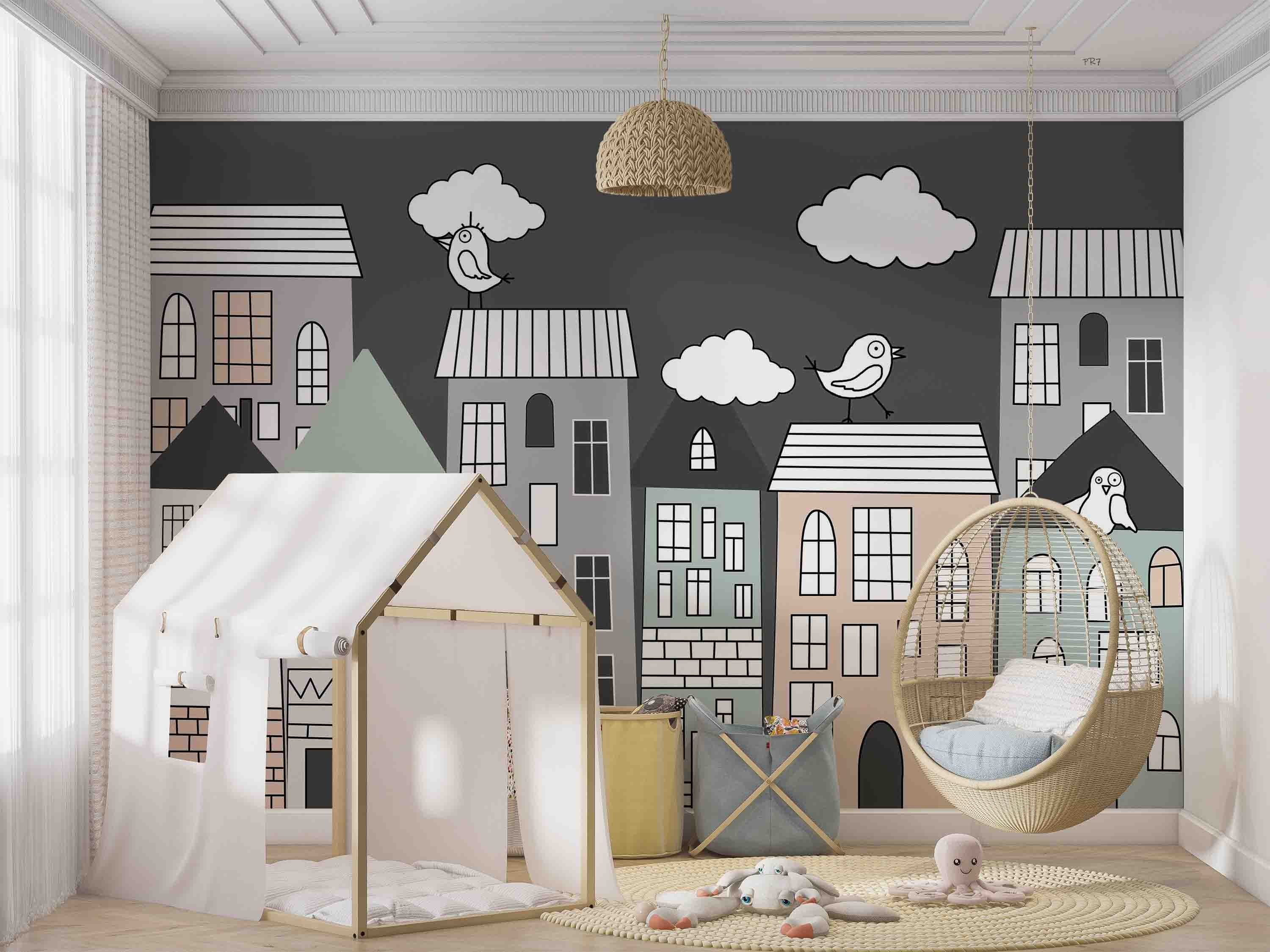 3D Cartoon City Building Kids Wall Mural Wallpaper GD 4453- Jess Art Decoration