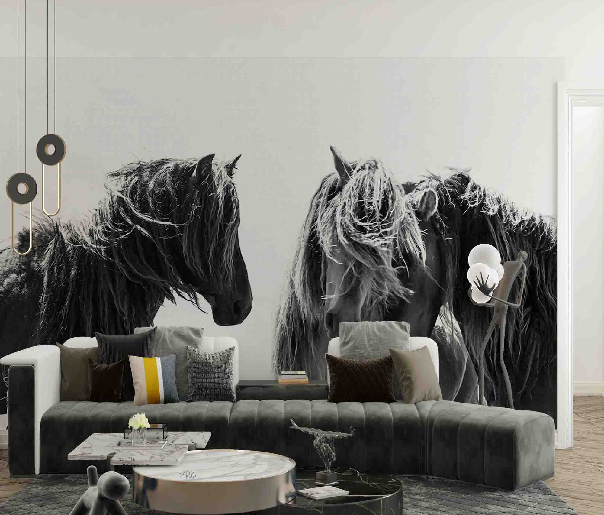 3D Animal Horse Grey Wall Mural Wallpaper YXL 11- Jess Art Decoration
