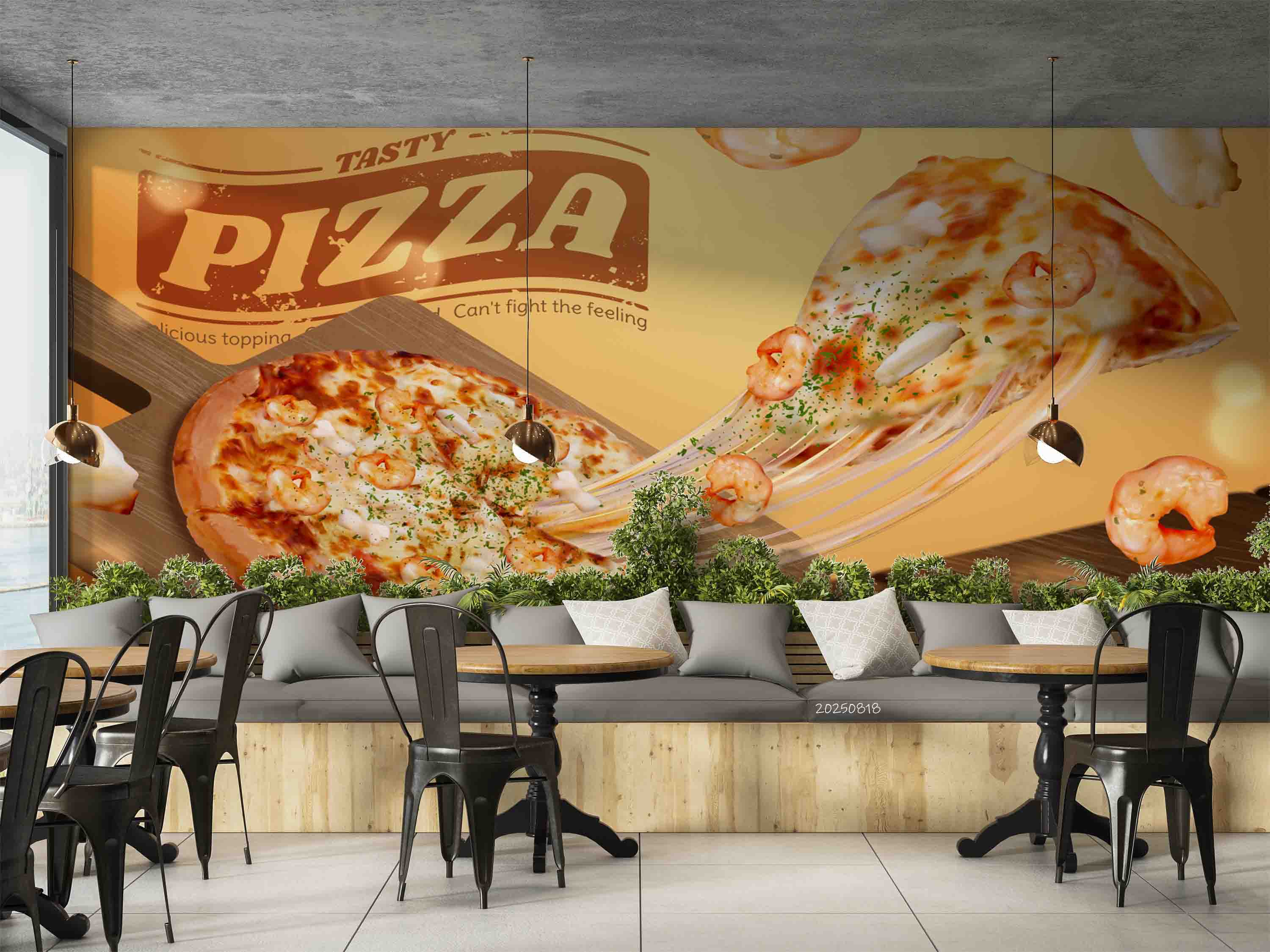 3D Restaurant Snack Bar Diner Fast Food Pizza Wall Mural Wallpaper 28