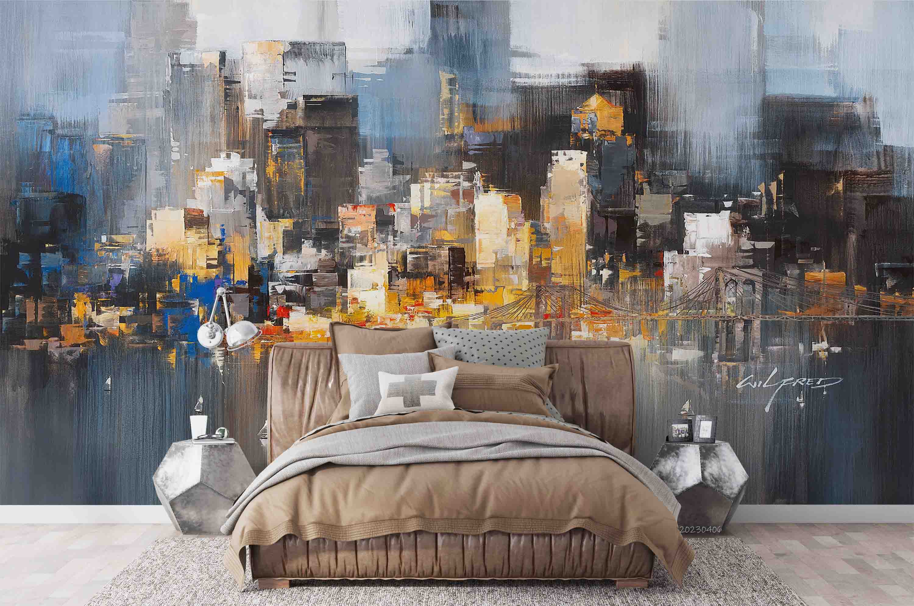3D Oil Painting City Tall Buildings Wall Mural Wallpaper GD 5594- Jess Art Decoration