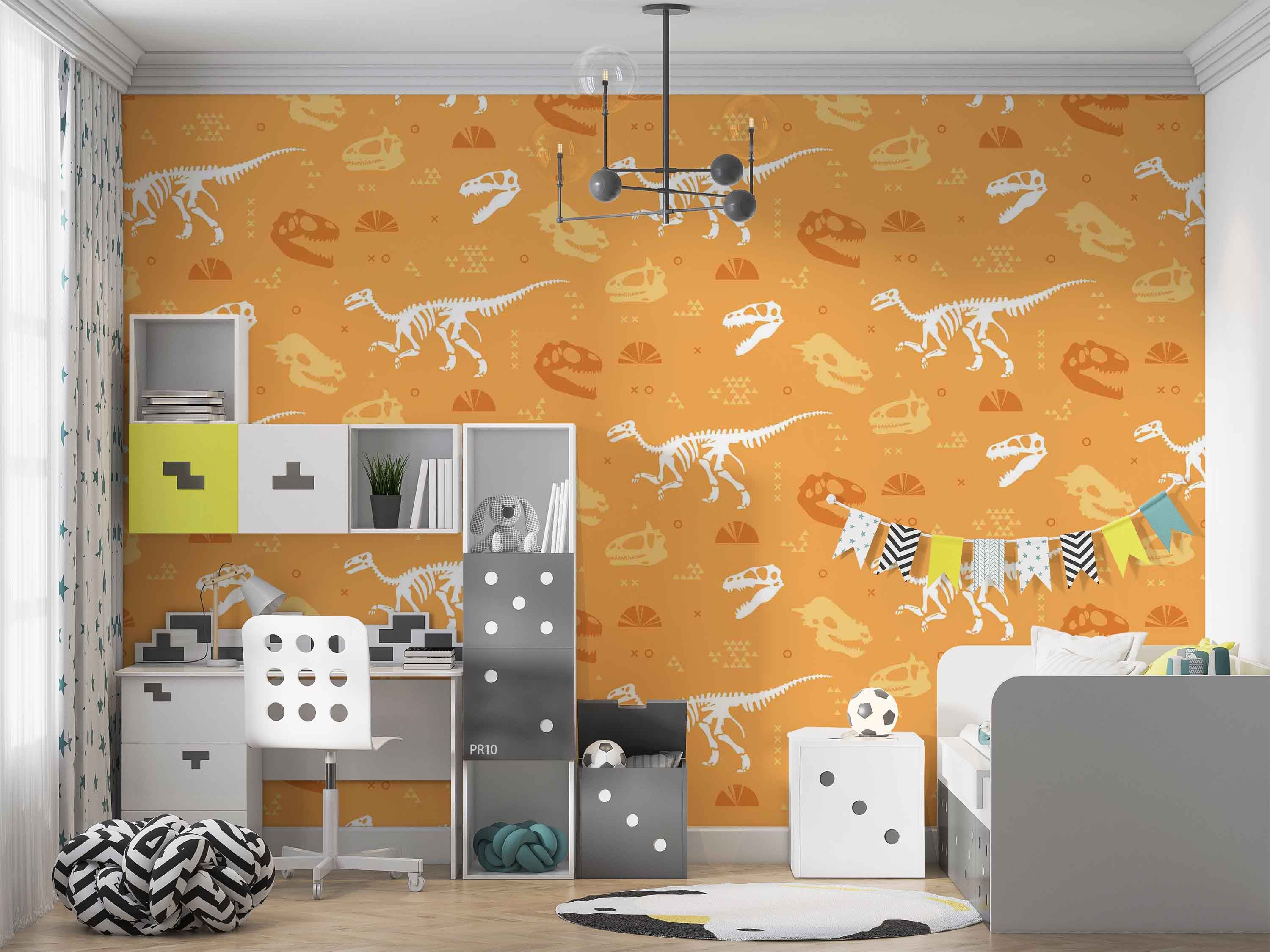 3D Dinosaur Fossil Pattern dinosaur fossil pattern wall mural wallpaper for kids room - view 4