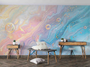 3D Abstract Damaskeen Froth Round Wall Mural Wallpaper YXL 617