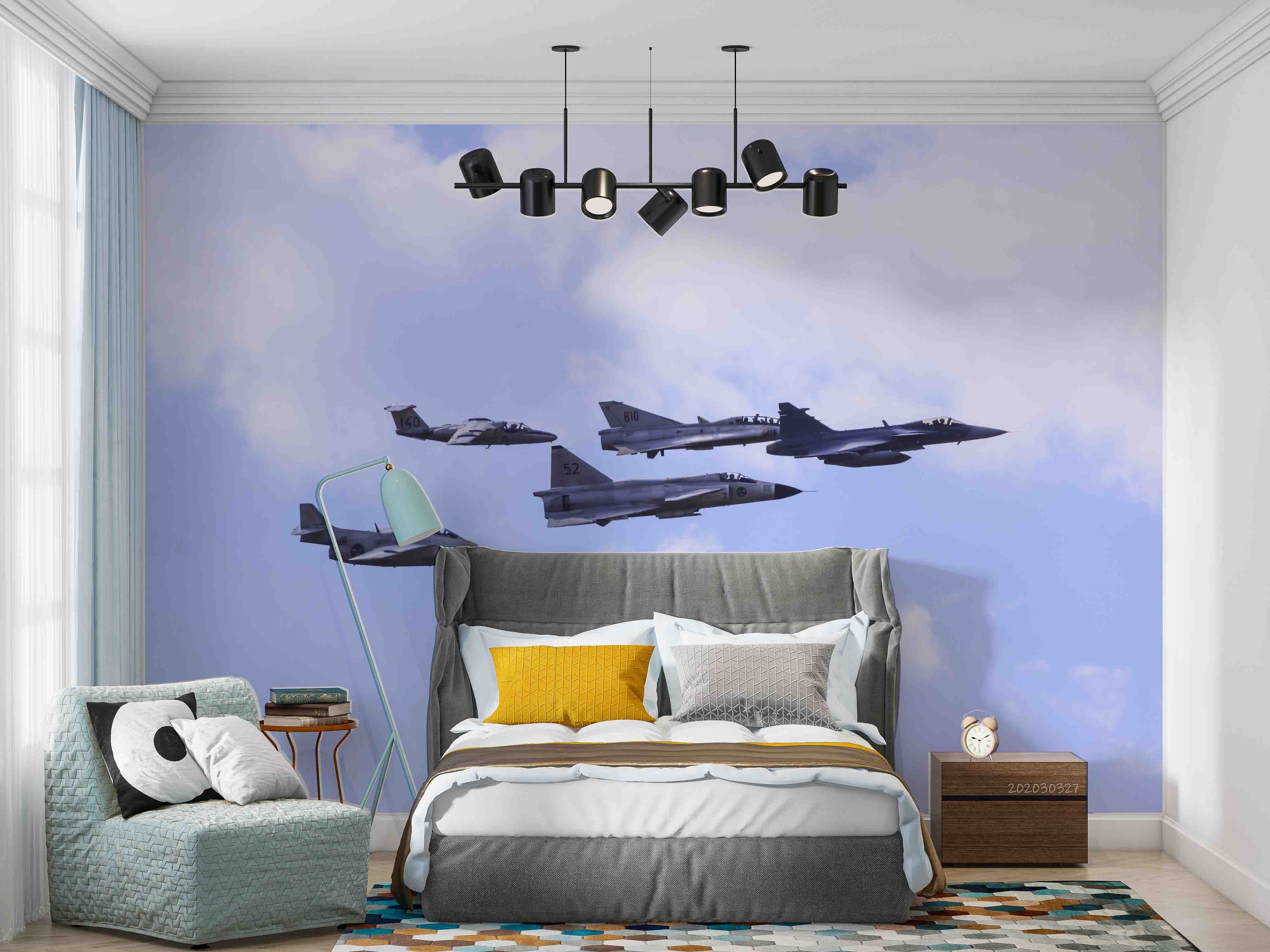 3D Sweden Fifth Generation Fighter Wall Mural Wallpaper GD 5471- Jess Art Decoration