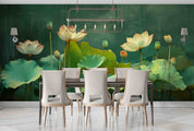 3D Watercolor Lotus Leaf Green Wallpaper Wall Mural Wall Decor Wall Art Wall Sticker Remoable Wallpaper