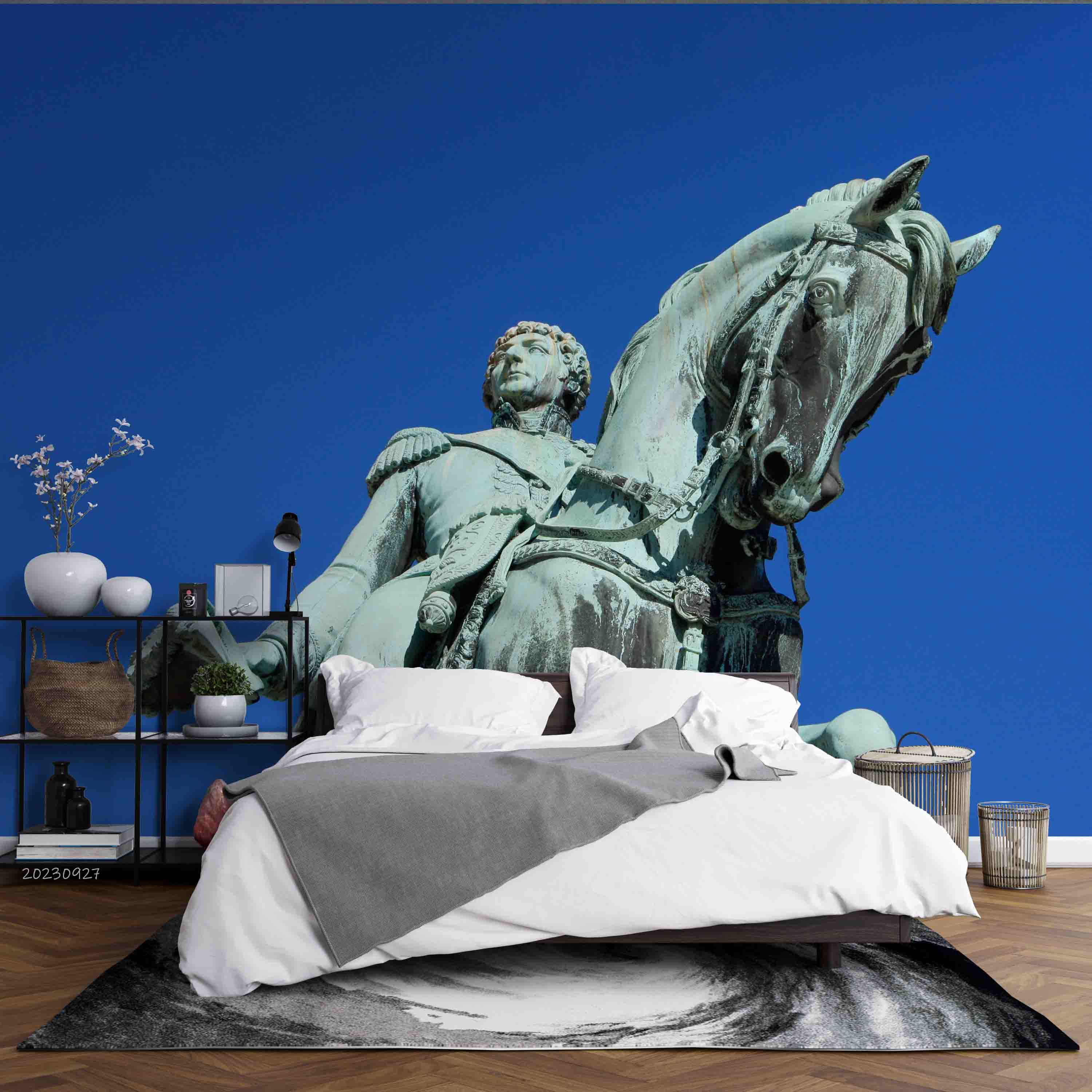 3D Sculpture Horse Man Bluesky Wall Mural Wallpaper YXL 2467