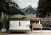 3D Mountain River Trees Boat Landscape Wall Mural Wallpaper GD 2939- Jess Art Decoration