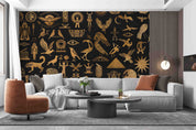 3D Ancient Egypt Gold Eagle Egyptian Hieroglyphics Symbols Wallpaper Wall Mural Wall Decor Wall Art Wall Sticker Remoable Wallpaper LQH 1