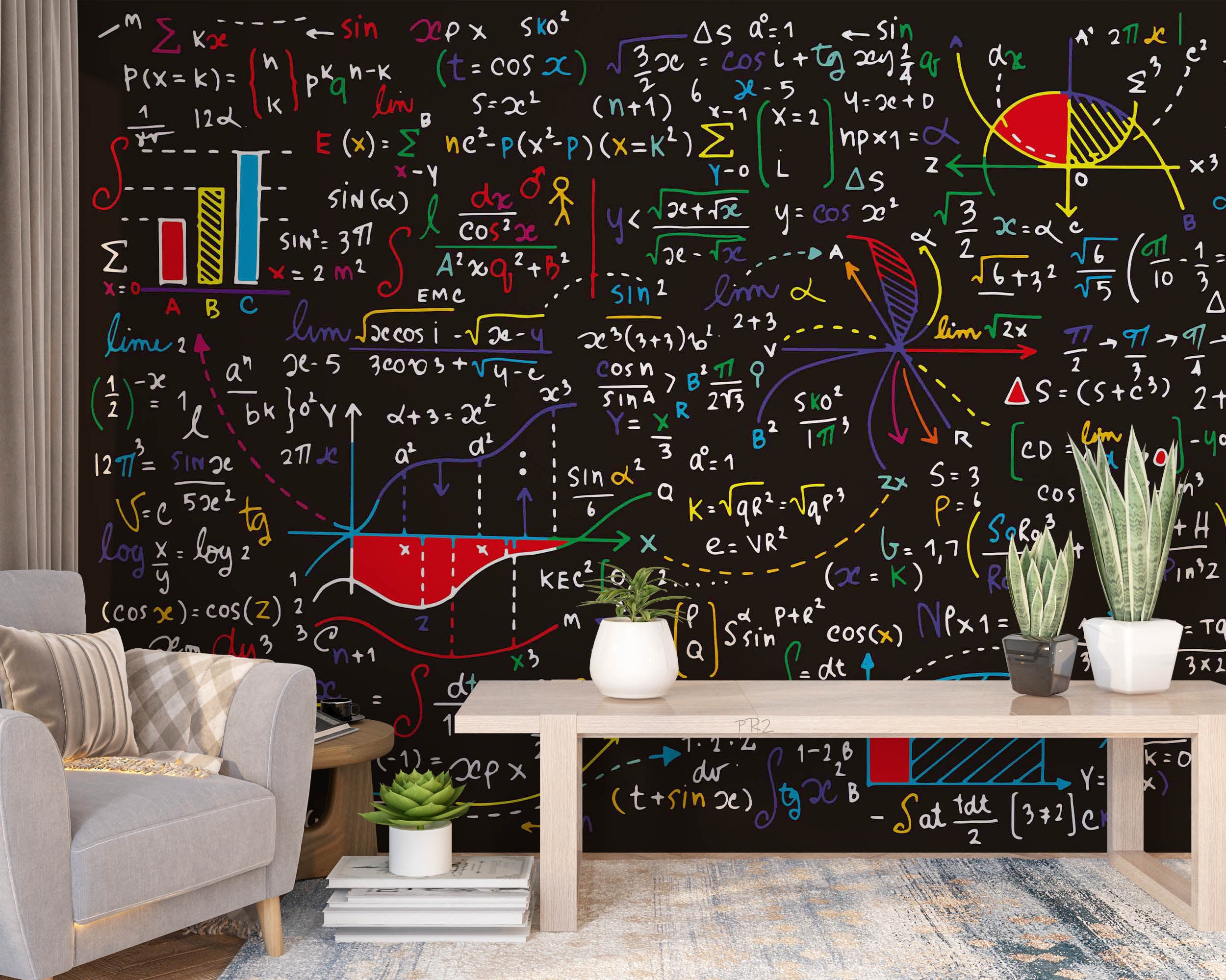 3D Mathematics Function Blackboard Background Wall Mural Wallpaper GD 3731- Jess Art Decoration