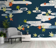 3D Autumn Maple Leaf Sky Cloud Pattern Wallpaper Wall Mural Wall Decor Wall Art Wall Sticker Remoable Wallpaper LQH 50