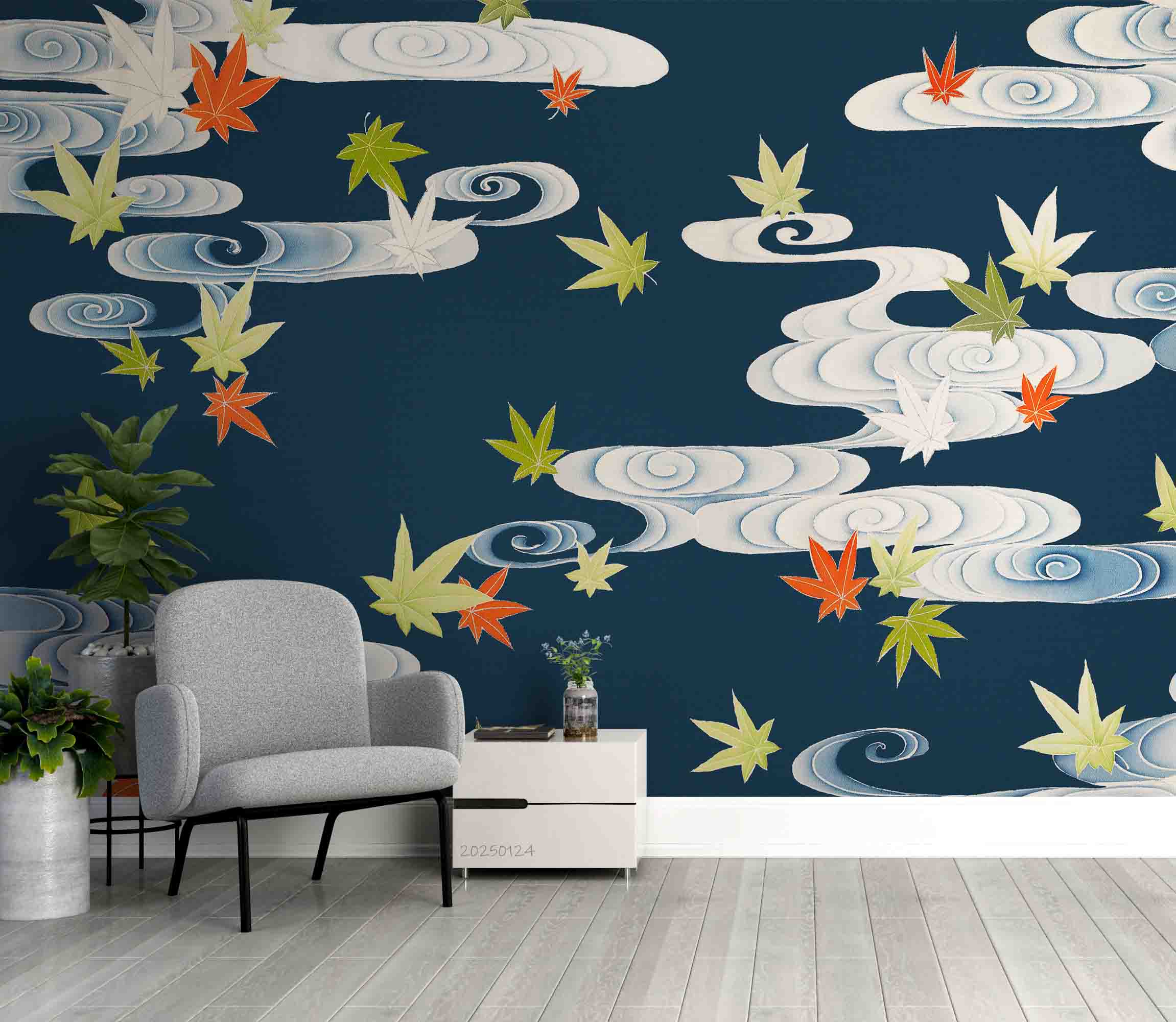 3D Autumn Maple Leaf Sky Cloud Pattern Wallpaper Wall Mural Wall Decor Wall Art Wall Sticker Remoable Wallpaper LQH 50