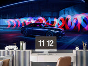 3D Sports Car Neon Pattern Wallpaper Wall Mural Wall Decor Wall Art Wall Sticker Remoable Wallpaper