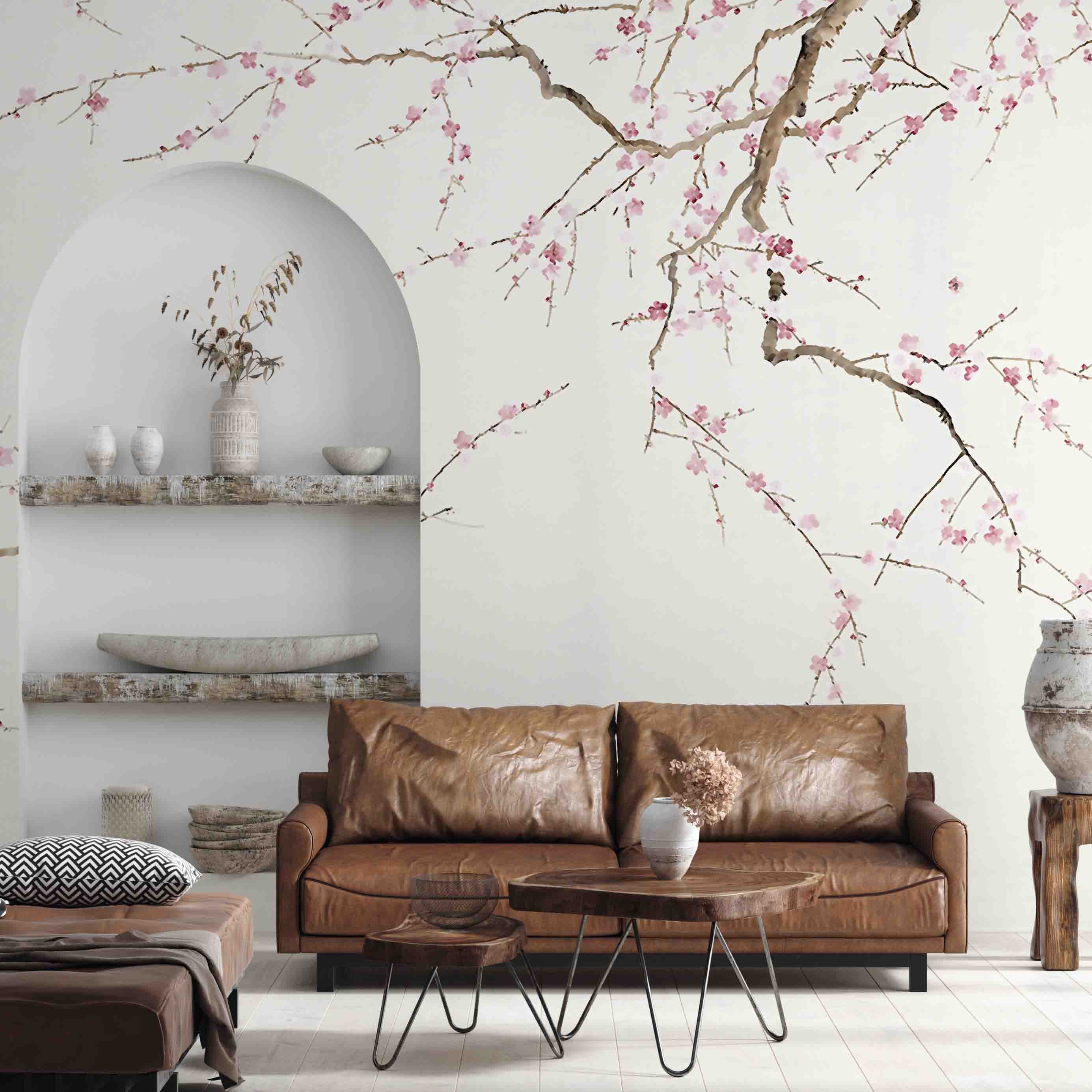 3D Plum Blossom Branch minimal plum blossom mural wall mural wallpaper for bedroom - view 2