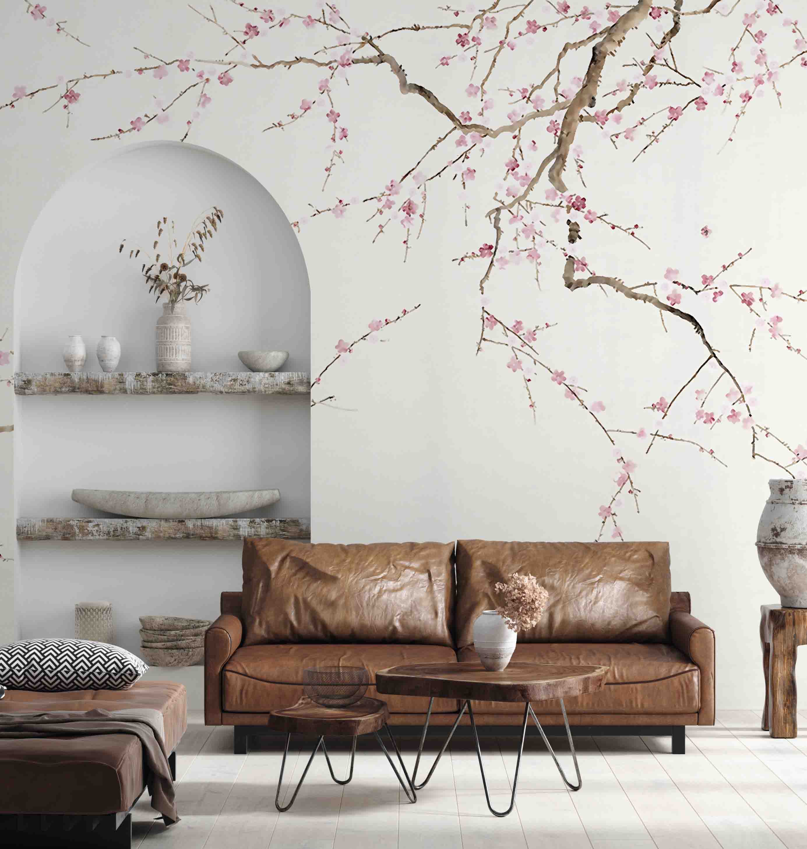 3D Plum Blossom Branch minimal plum blossom mural wall mural wallpaper for bedroom - view 2