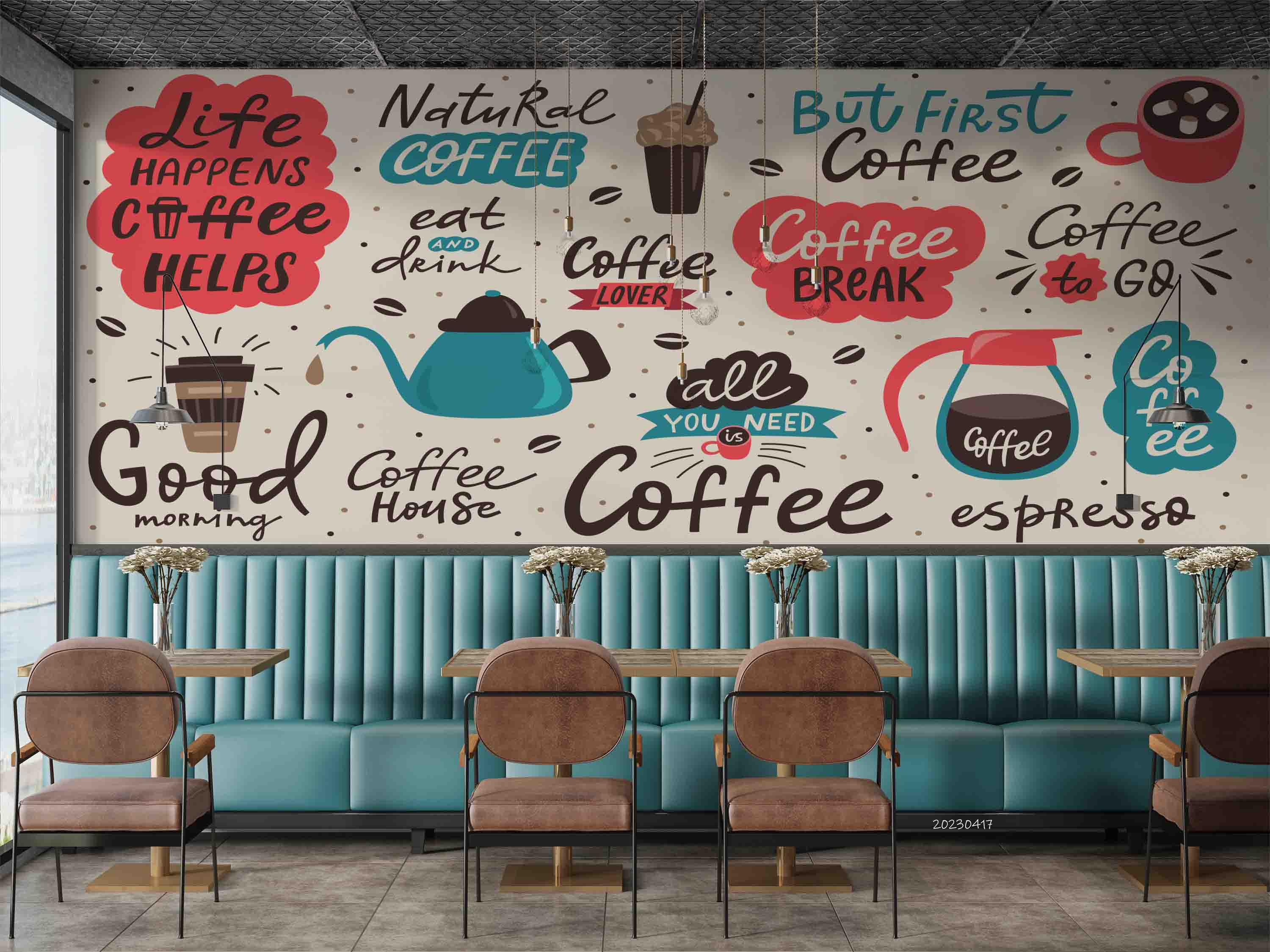 3D Coffee Shop Illustration Wall Mural Wallpaper GD 5511- Jess Art Decoration
