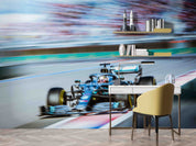 3D F1 Blue Formula One Racing Wallpaper Wall Mural Wall Decor Wall Art Wall Sticker Remoable Wallpaper