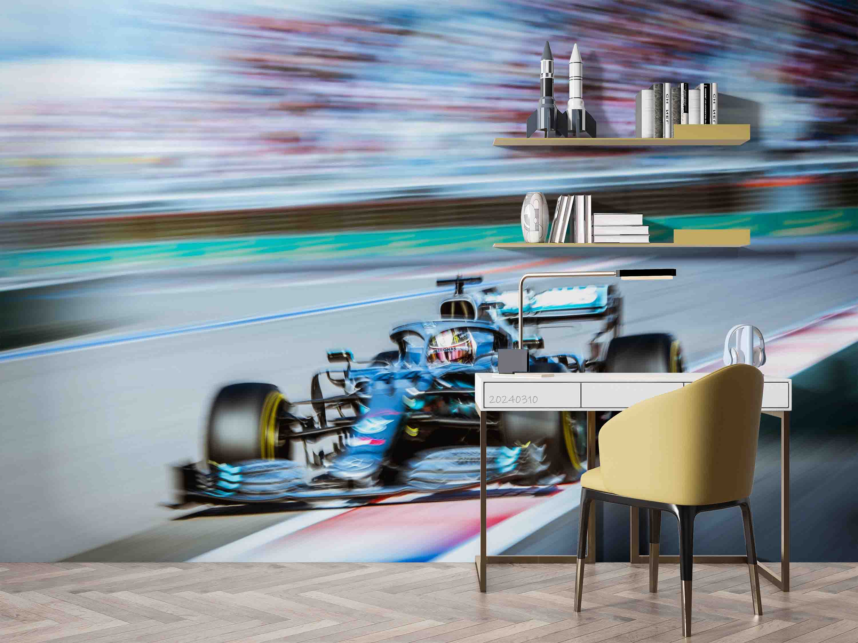 3D F1 Blue Formula One Racing Wallpaper Wall Mural Wall Decor Wall Art Wall Sticker Remoable Wallpaper