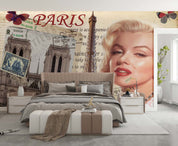 3D Vintage Movie Star Paris retro movie star Paris collage wall mural wallpaper for living room - view 3