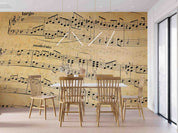 3D Musical Notes Abstract Old Paper Background Wall Mural Wallpaper GD 4432- Jess Art Decoration