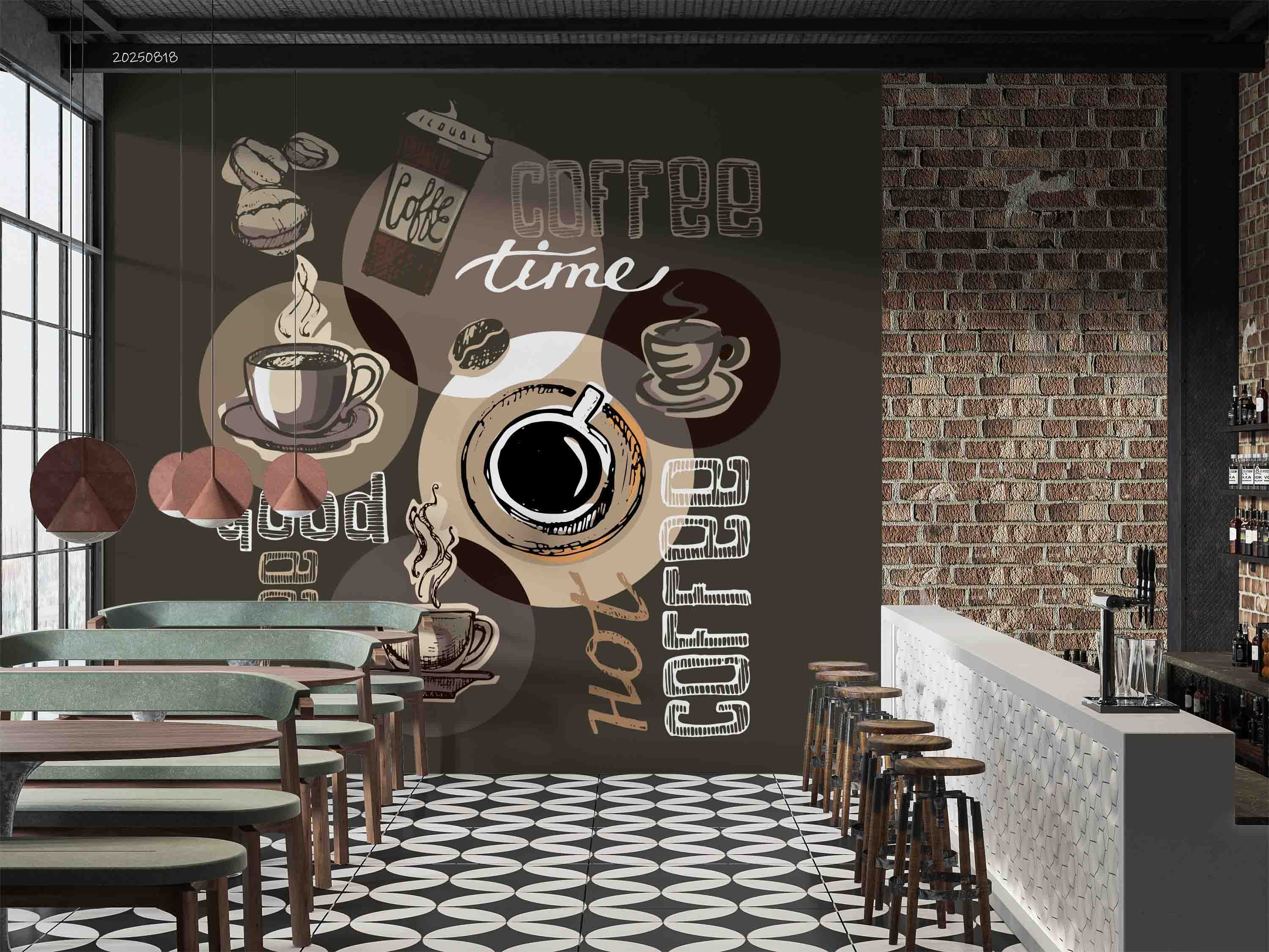 3D Restaurant Snack Bar Coffee Shop Wall Mural Wallpaper 58