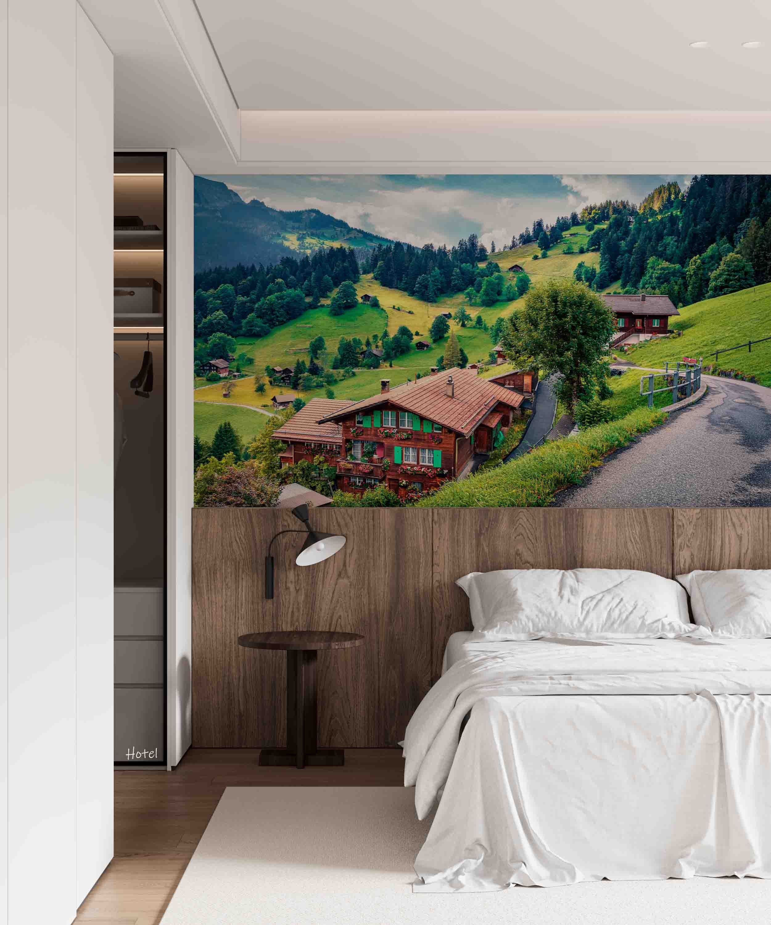 3D Hotel Inn Motel Hostel Resort Manor Scenery Wall Mural Wallpaper 21