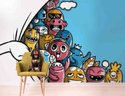 Abstract Graffiti Funny Monster Wallpaper urban graffiti wall mural for teen room, studio or feature wall - view 3