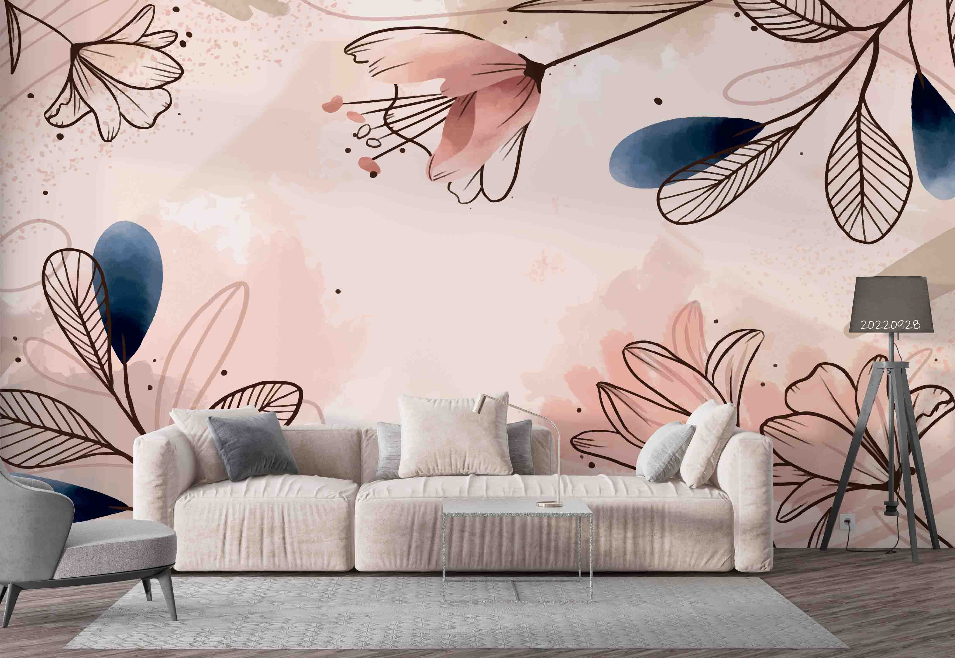 3D Hand Drawn Watercolor Floral Wall Mural Wallpaper GD 3361- Jess Art Decoration