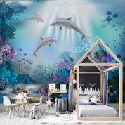 3D Animal Sea Fish Coral Dolphin Wall Mural Wallpaper YXL 2490